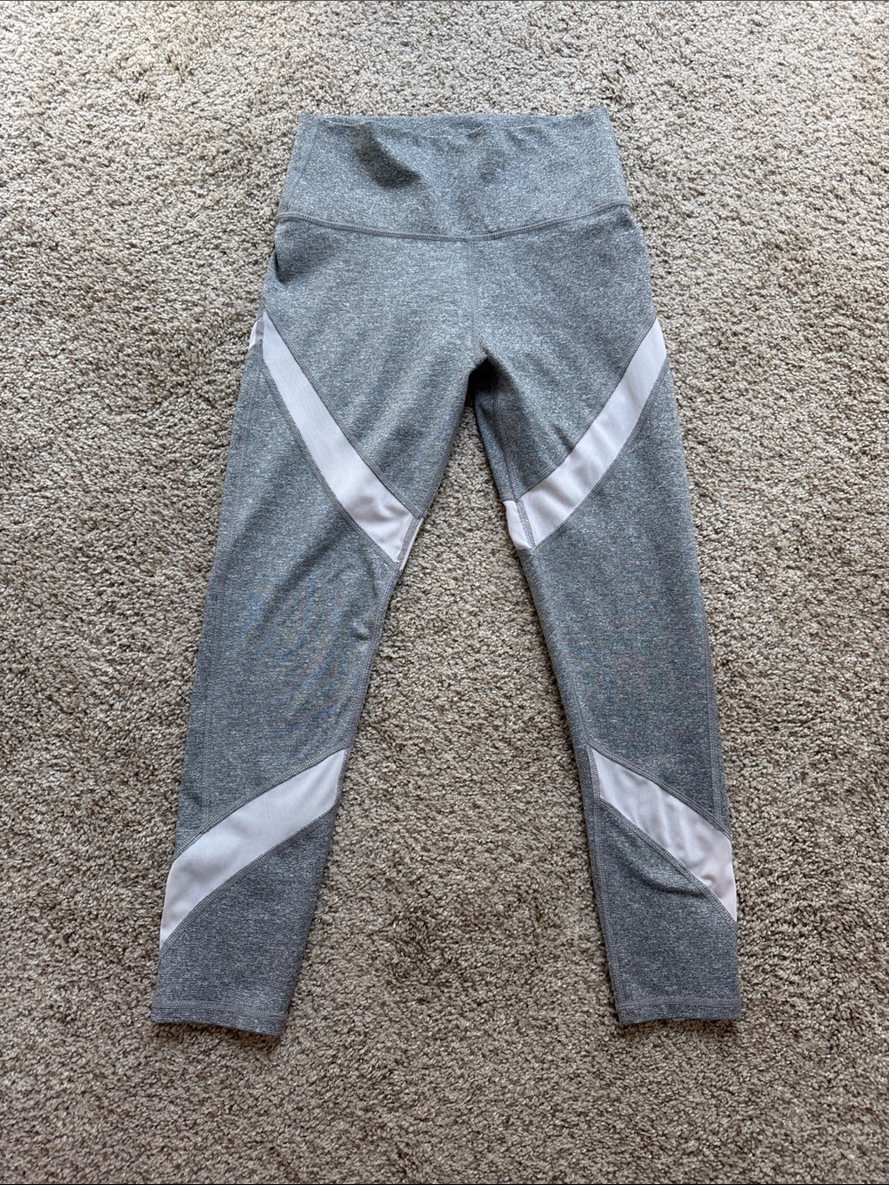 aerie Gray Leggings with White Diagonal Panels